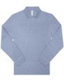 Heren polo B&C My Polo 210 Long Sleeve Heather Blue